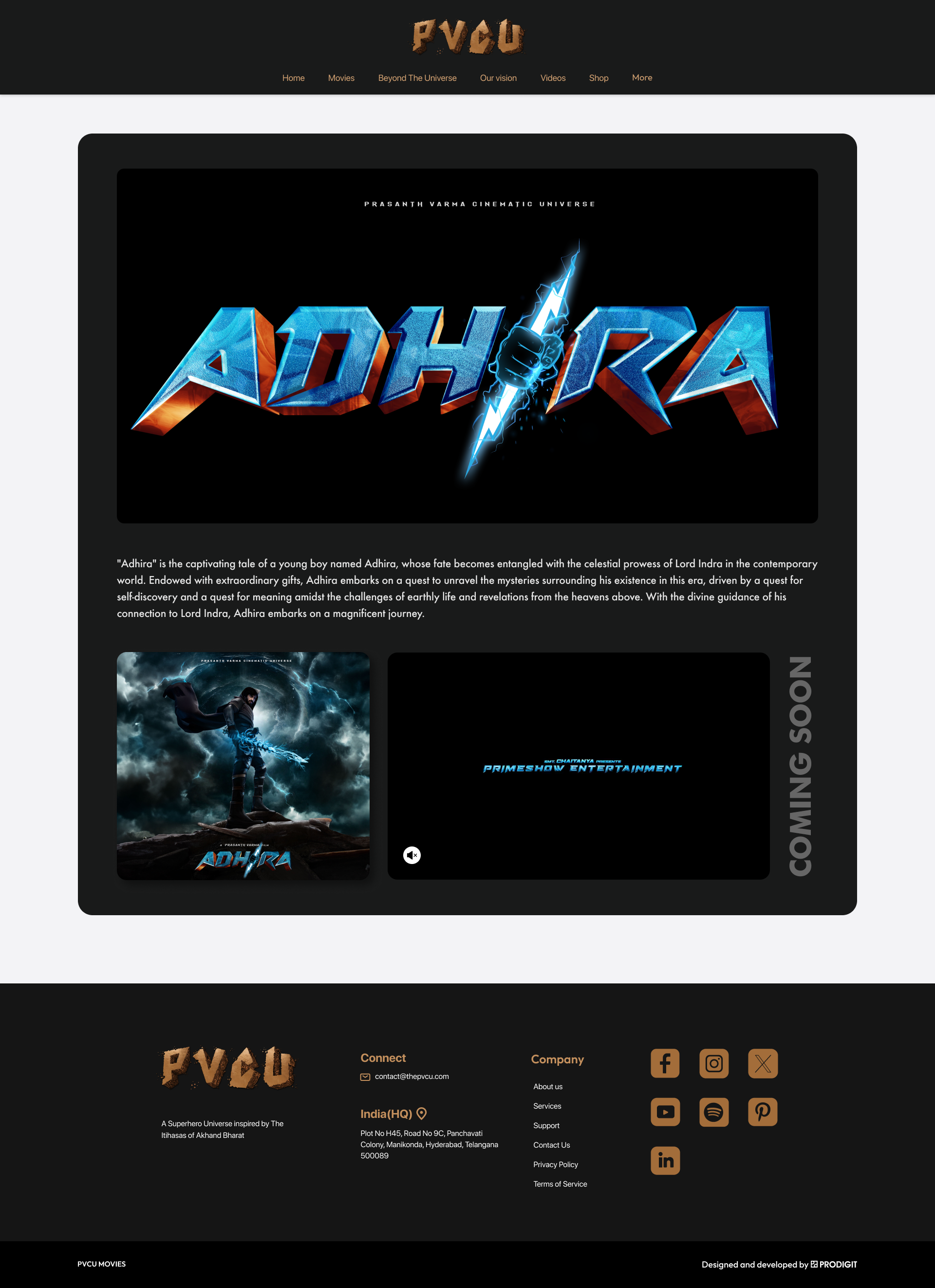 Adhira movie page